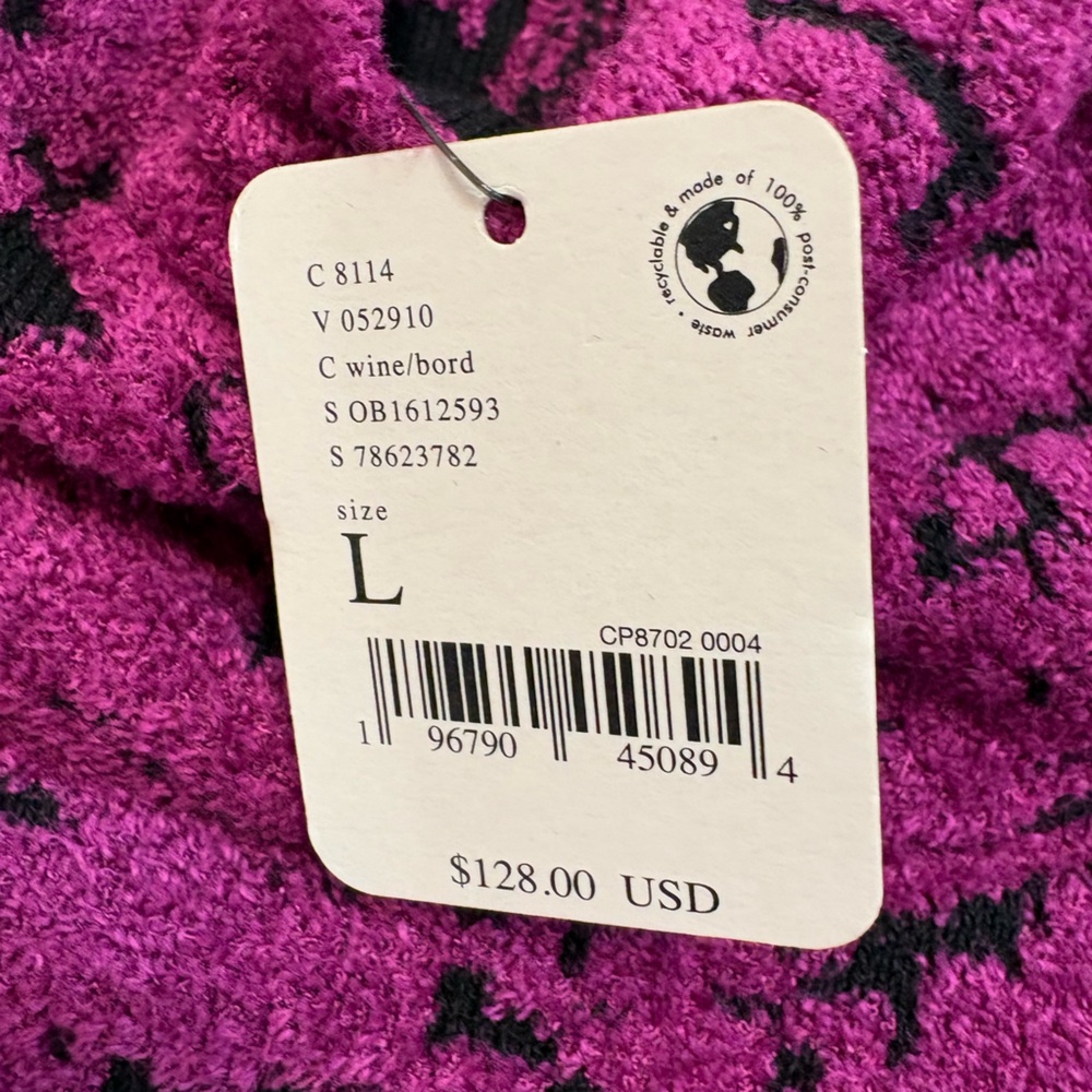 NWT Free People Textured Knit Crop Sweater | Plum Purple & Black | Size L - Picture 4 of 7